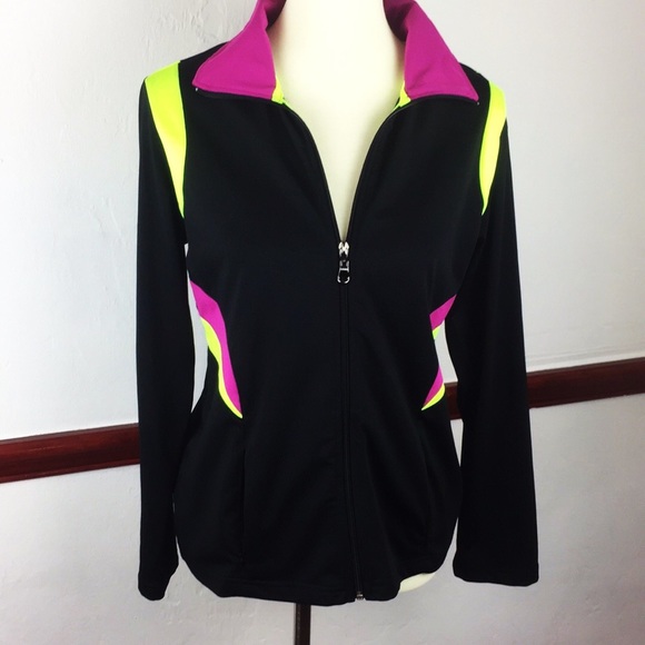 teez-her Jackets & Blazers - TEEZ-HER WORKOUT JACKET SZ M BLACK AND NEON COLORS